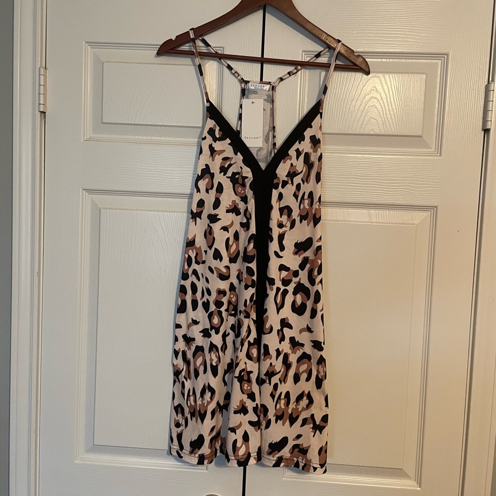 Leopard-Style Print T-Back Dress